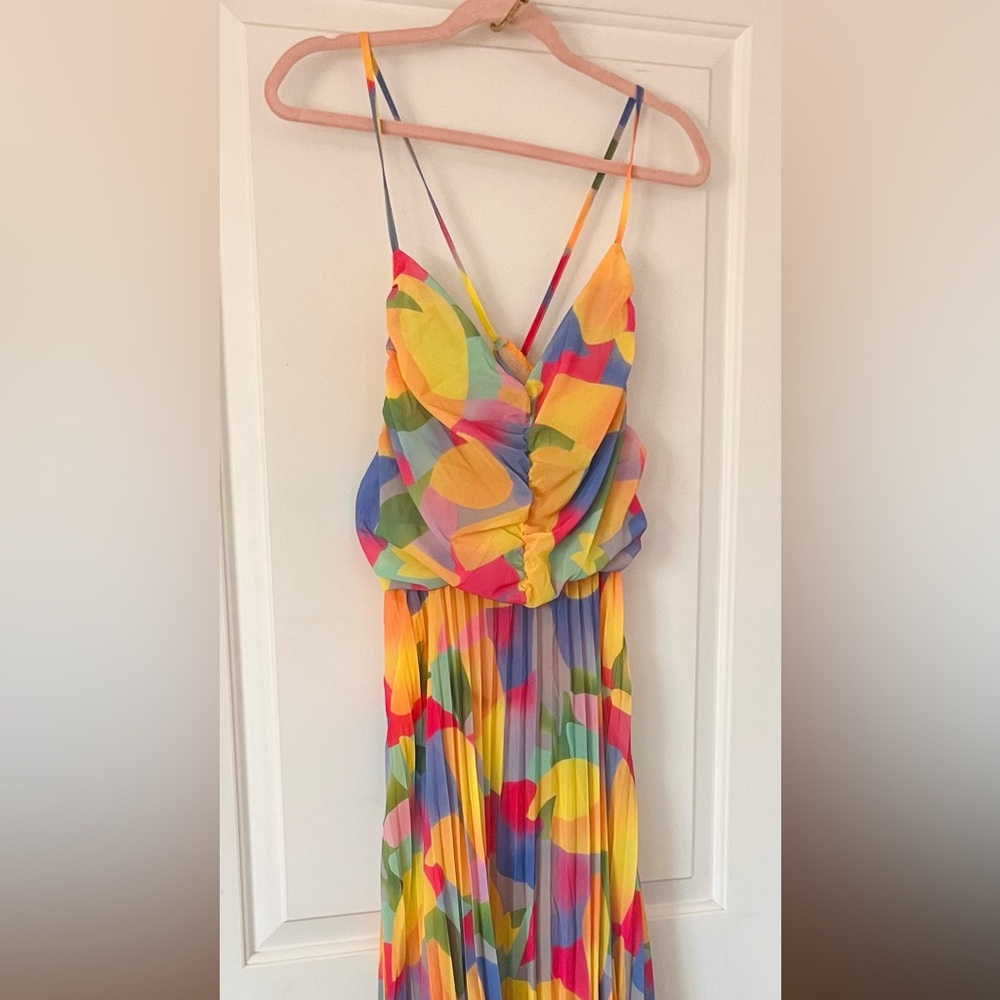 Colorful Sundress Maxi Dress Crisscross Back
